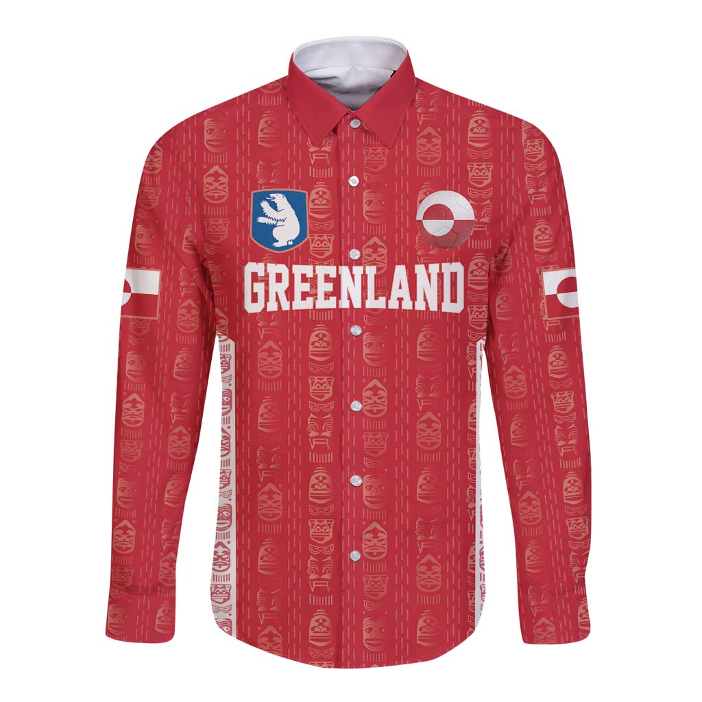 Custom Greenland Football 2024-25 Long Sleeve Button Shirt Tupilaq Pattern