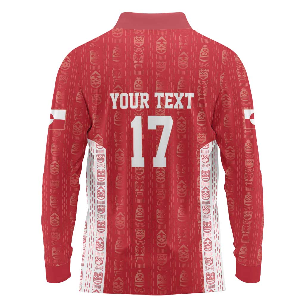 Custom Greenland Football 2024-25 Long Sleeve Polo Shirt Tupilaq Pattern