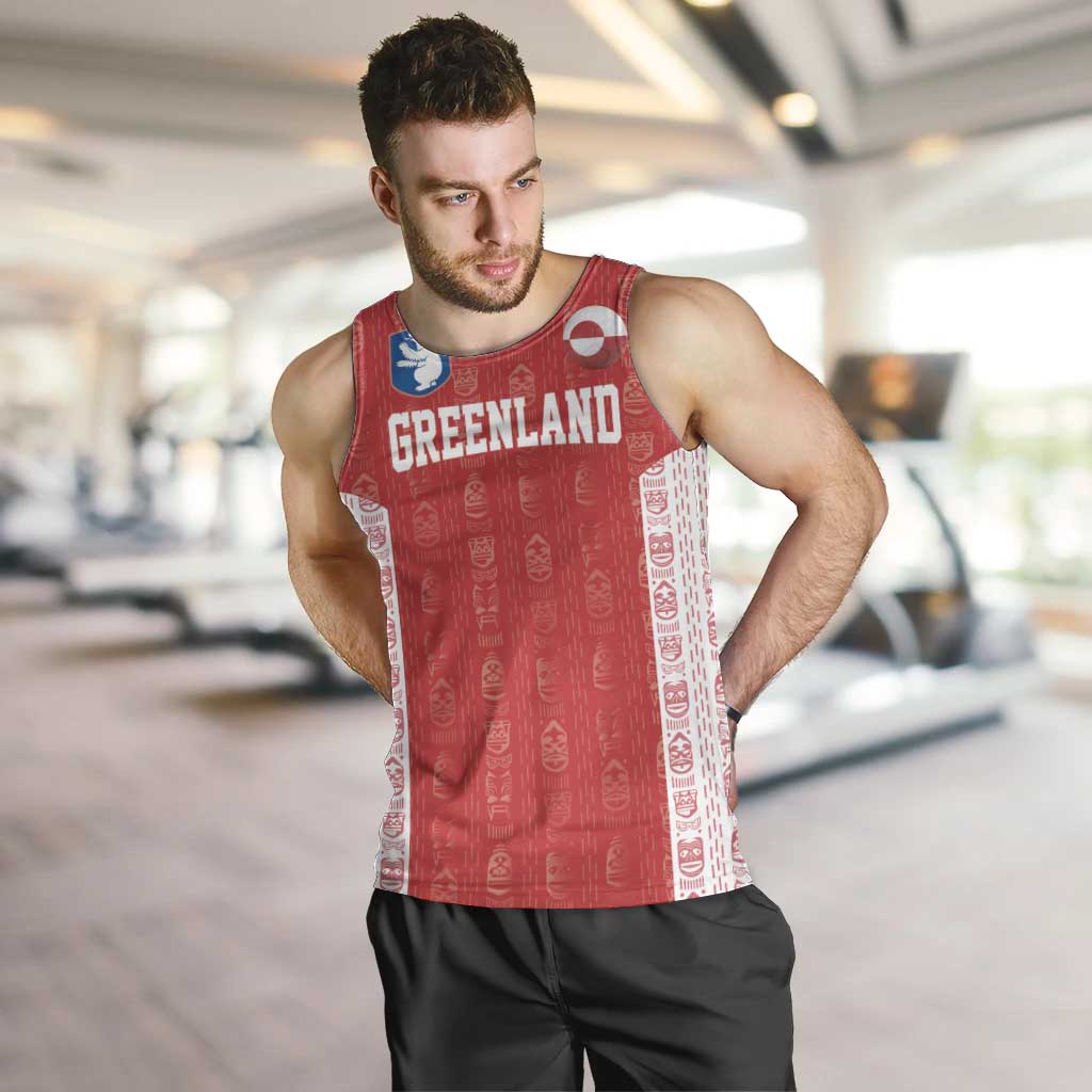 Custom Greenland Football 2024-25 Men Tank Top Tupilaq Pattern