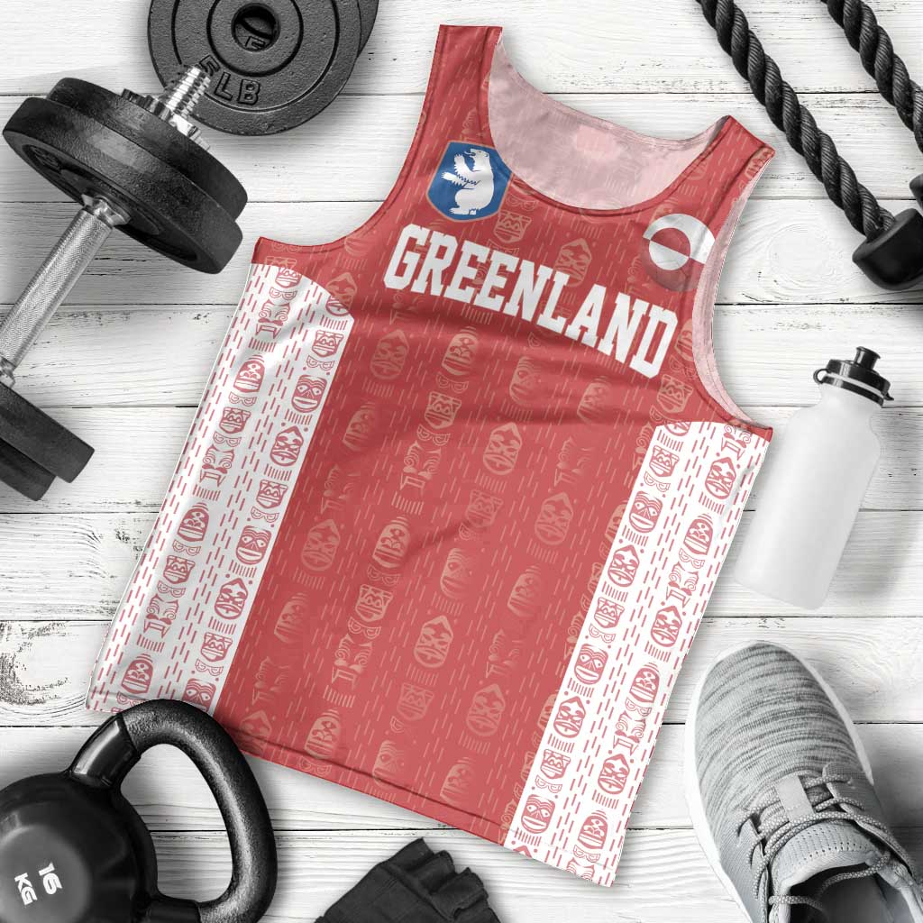 Custom Greenland Football 2024-25 Men Tank Top Tupilaq Pattern