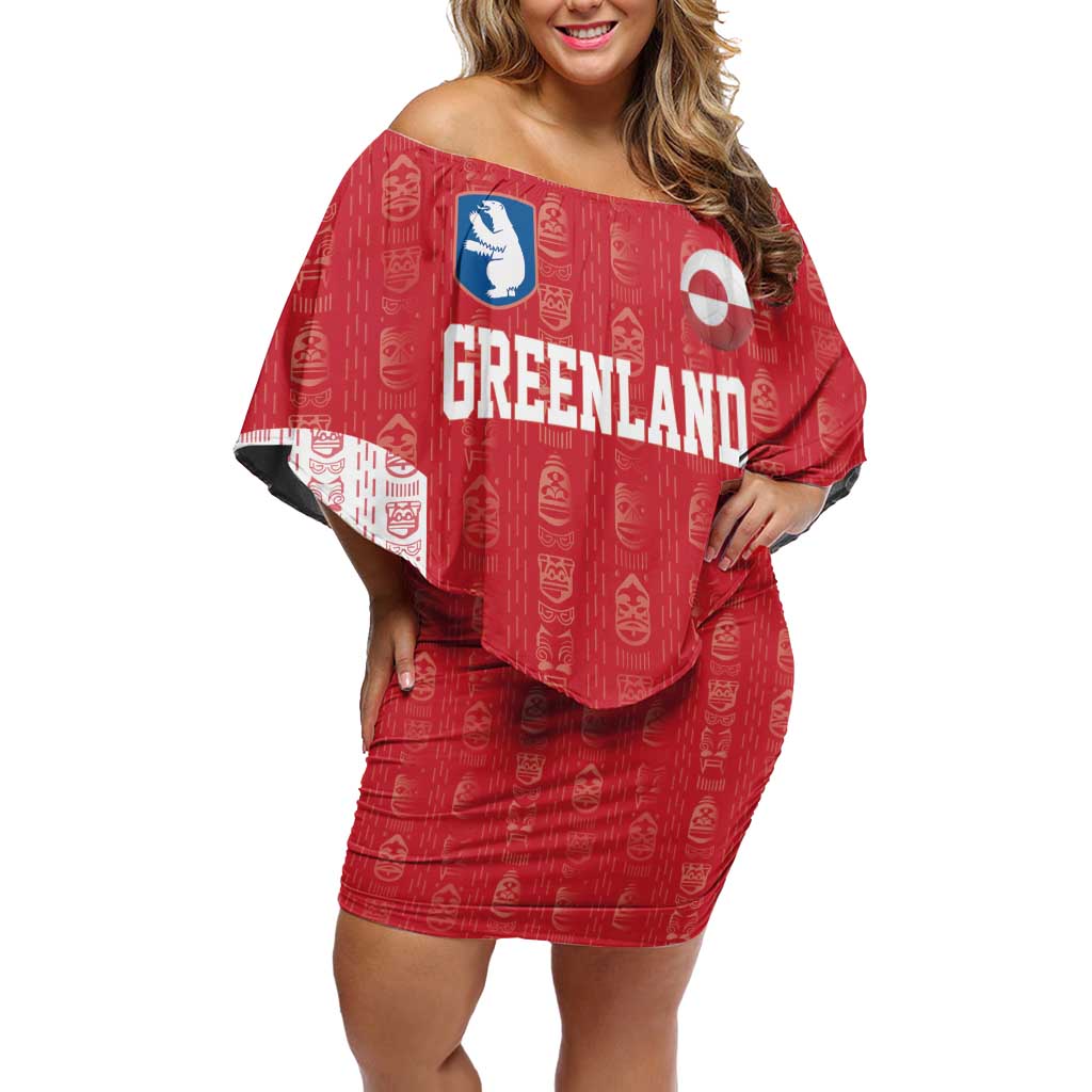 Custom Greenland Football 2024-25 Off Shoulder Short Dress Tupilaq Pattern
