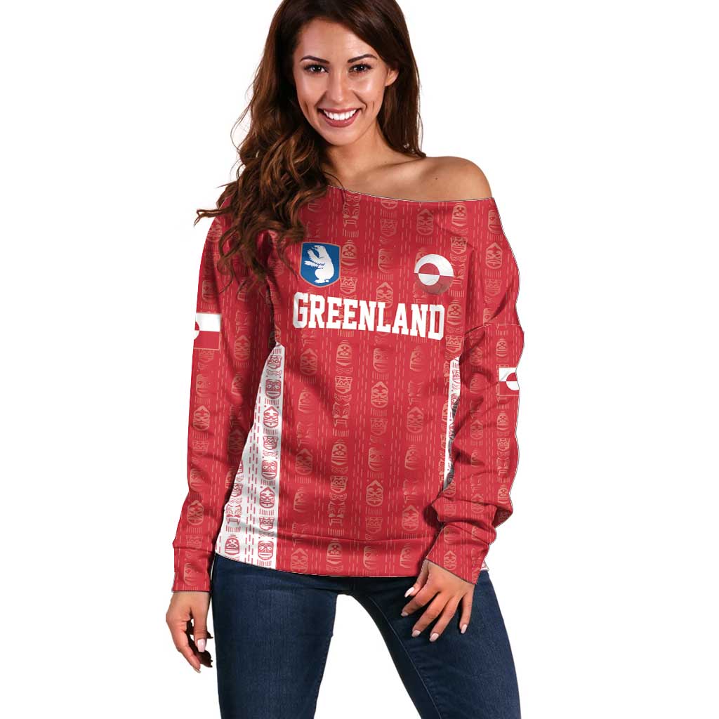 Custom Greenland Football 2024-25 Off Shoulder Sweater Tupilaq Pattern