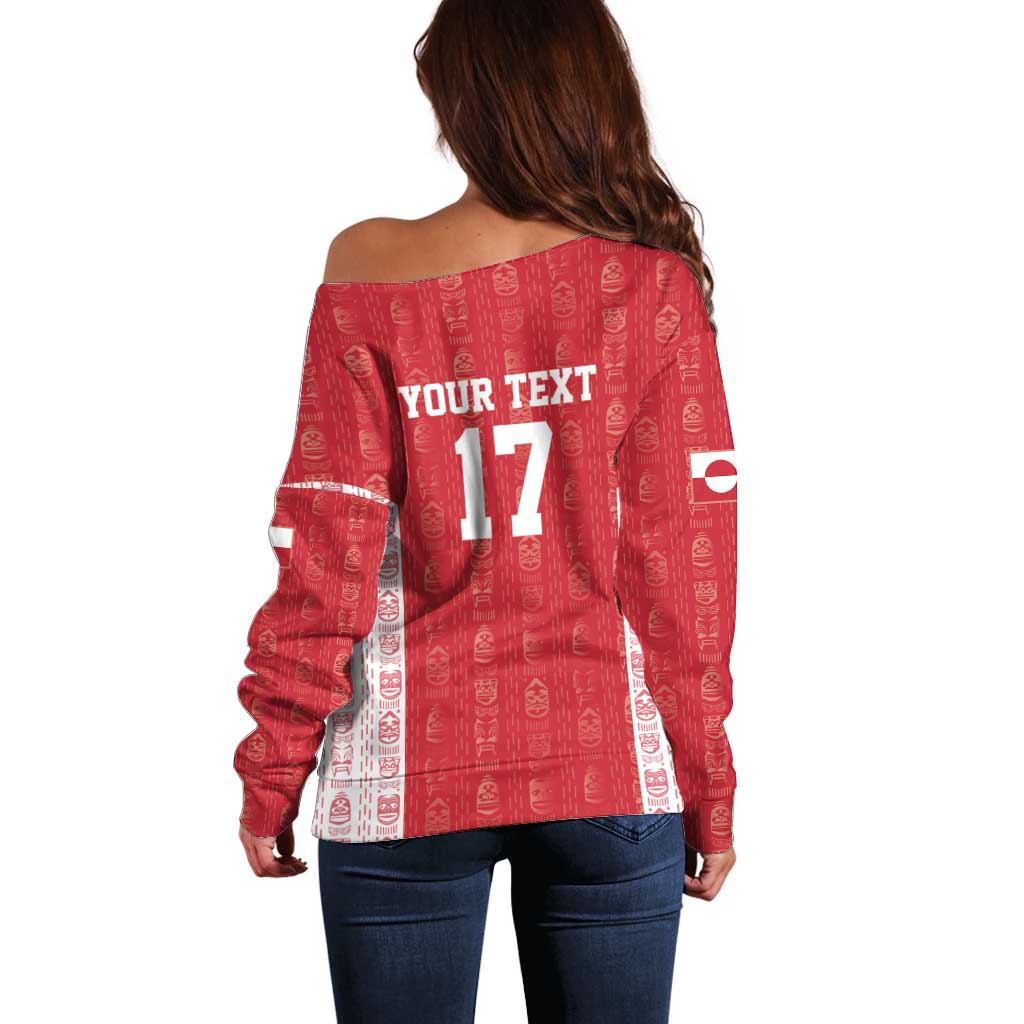 Custom Greenland Football 2024-25 Off Shoulder Sweater Tupilaq Pattern