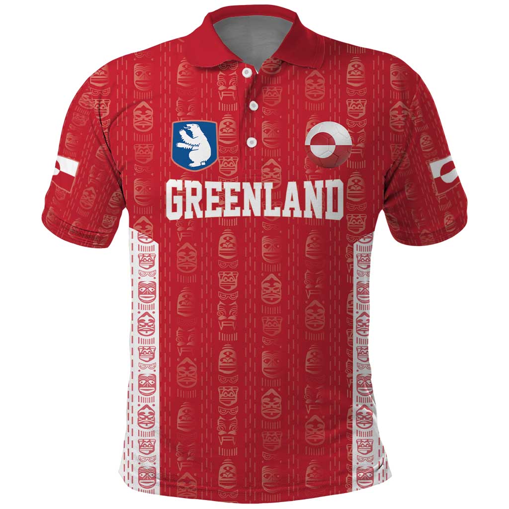 Custom Greenland Football 2024-25 Polo Shirt Tupilaq Pattern