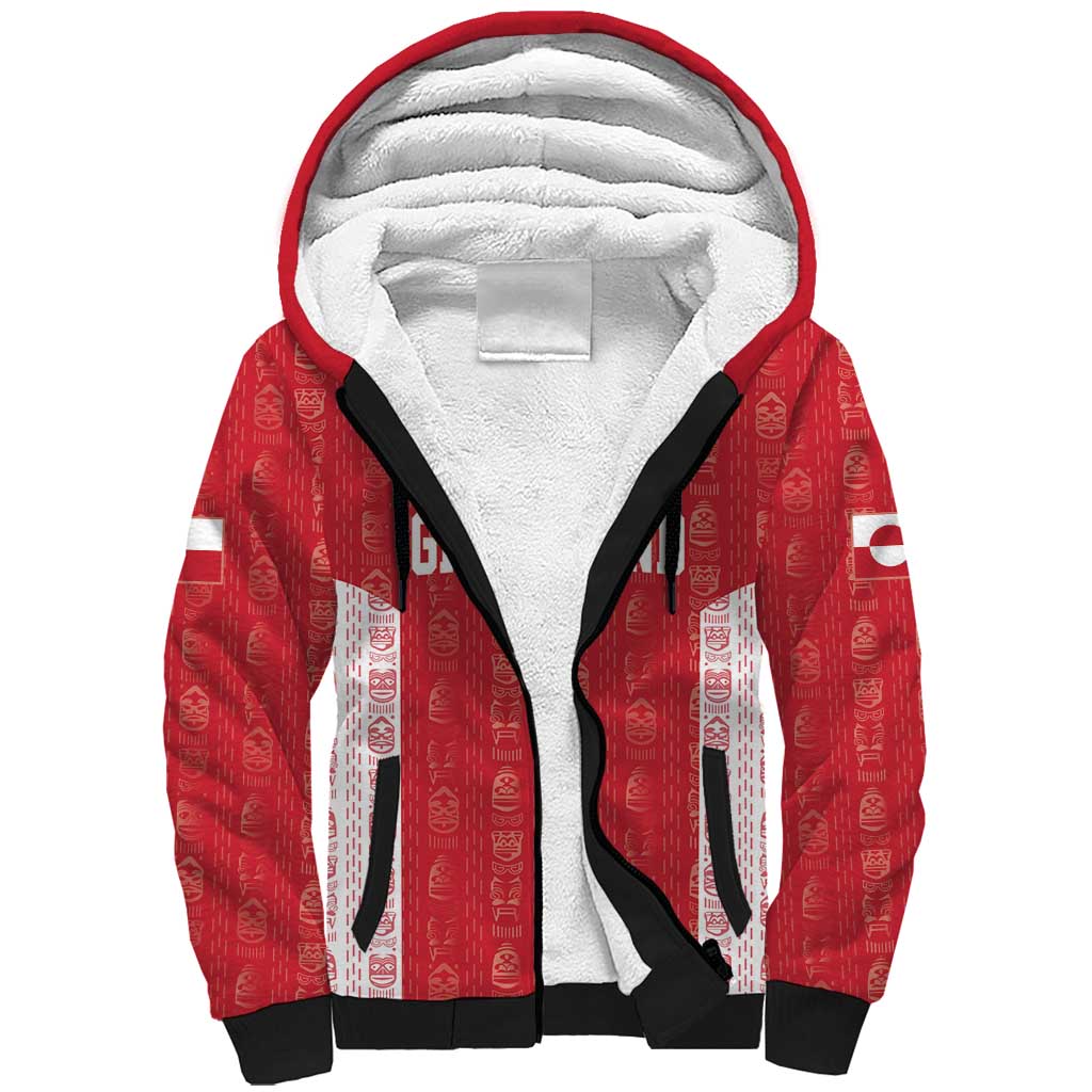 Custom Greenland Football 2024-25 Sherpa Hoodie Tupilaq Pattern