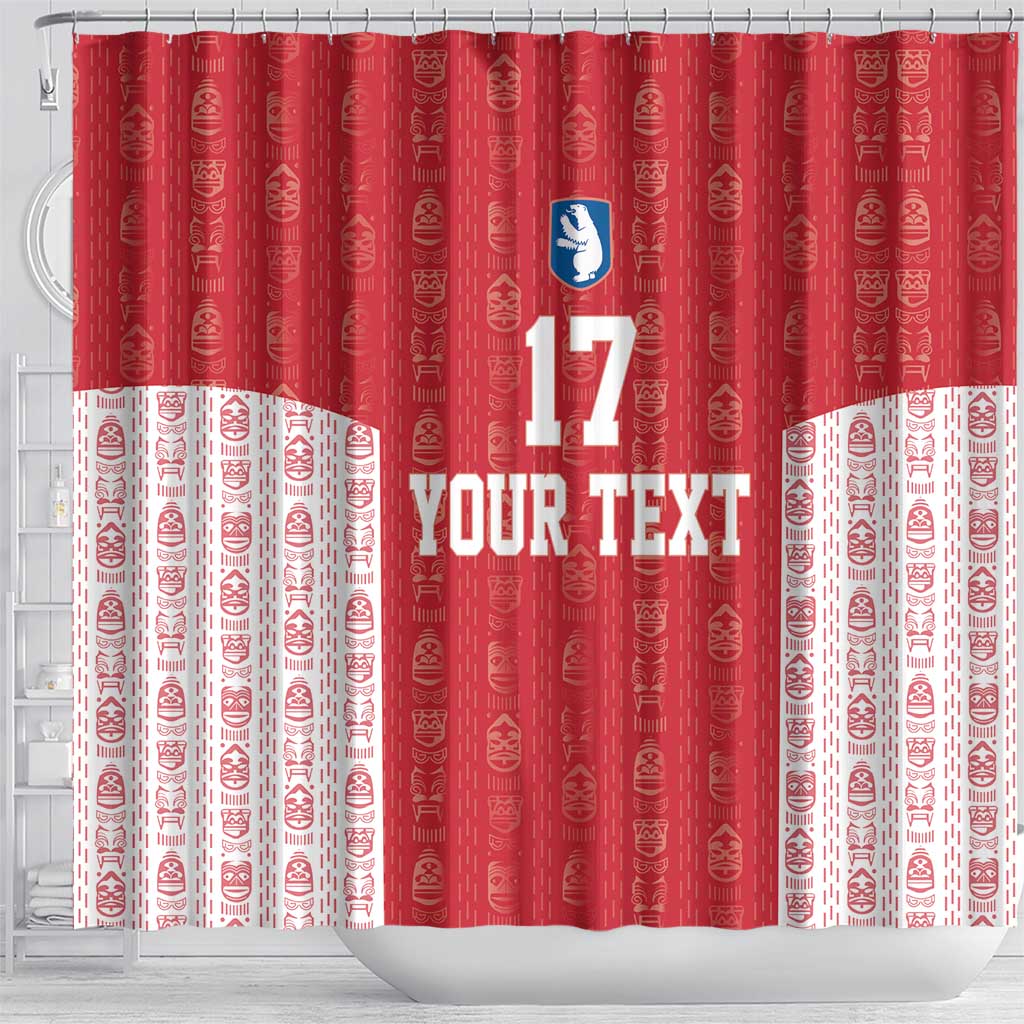 Custom Greenland Football 2024-25 Shower Curtain Tupilaq Pattern
