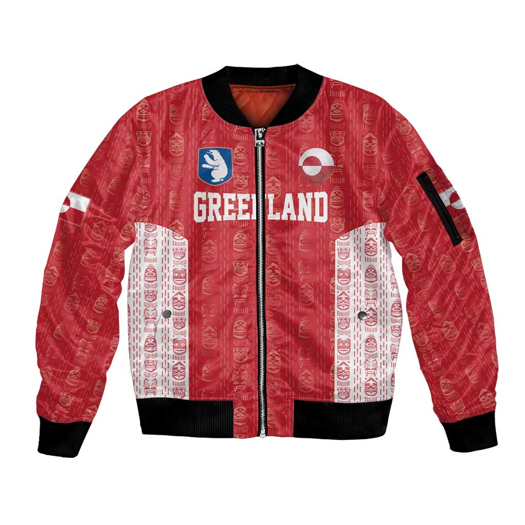 Custom Greenland Football 2024-25 Sleeve Zip Bomber Jacket Tupilaq Pattern