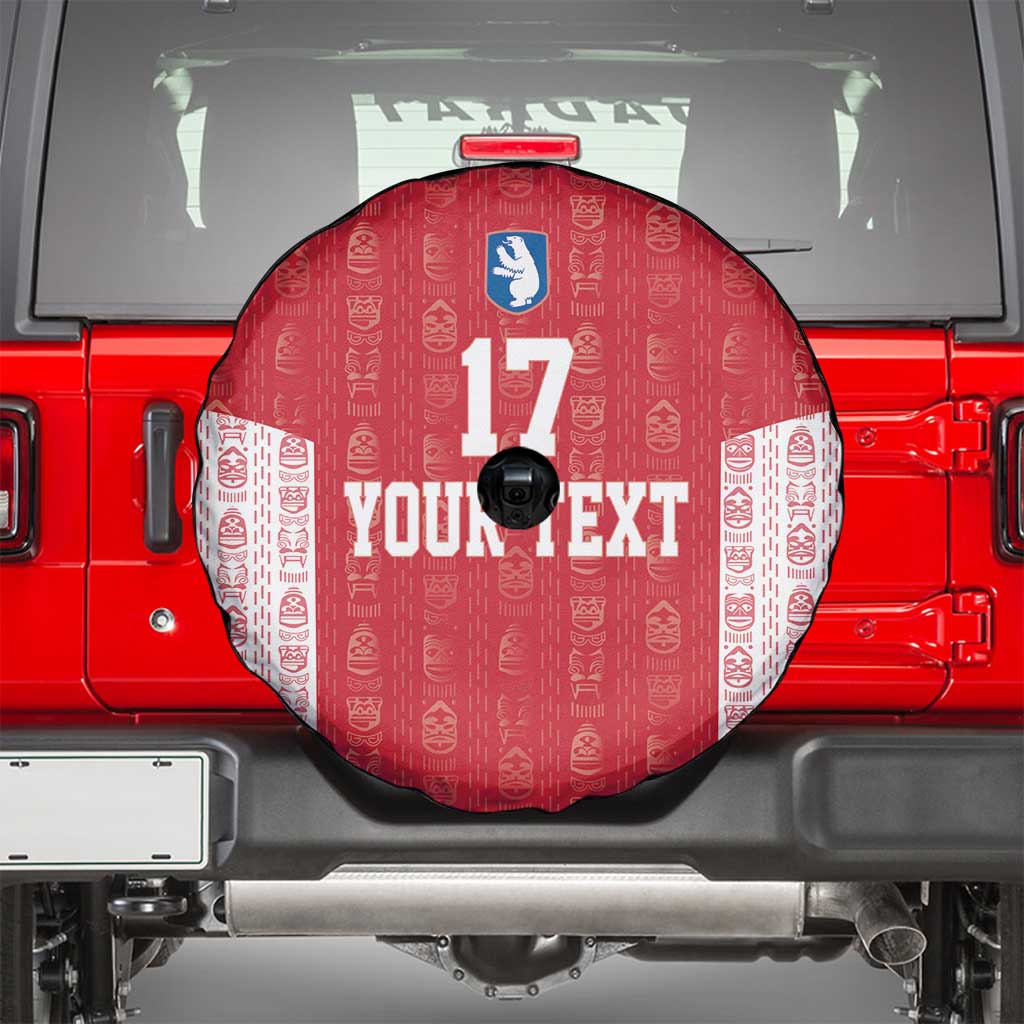 Custom Greenland Football 2024-25 Spare Tire Cover Tupilaq Pattern