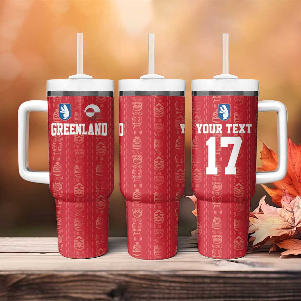 Custom Greenland Football 2024-25 Tumbler With Handle Tupilaq Pattern