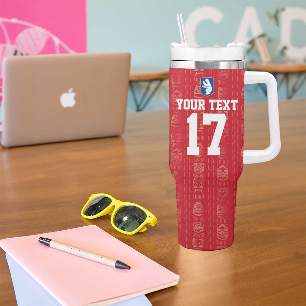 Custom Greenland Football 2024-25 Tumbler With Handle Tupilaq Pattern