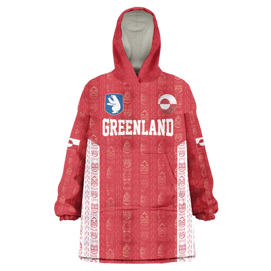 Custom Greenland Football 2024-25 Wearable Blanket Hoodie Tupilaq Pattern