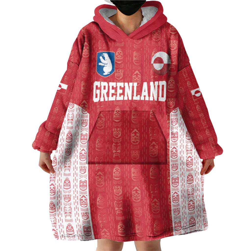 Custom Greenland Football 2024-25 Wearable Blanket Hoodie Tupilaq Pattern