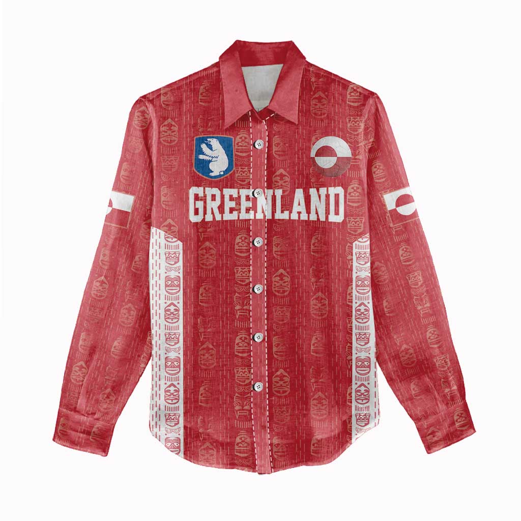 Custom Greenland Football 2024-25 Women Casual Shirt Tupilaq Pattern
