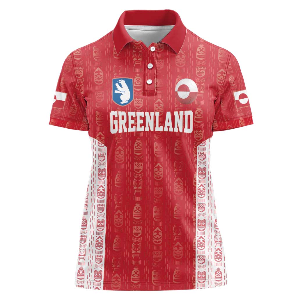 Custom Greenland Football 2024-25 Women Polo Shirt Tupilaq Pattern