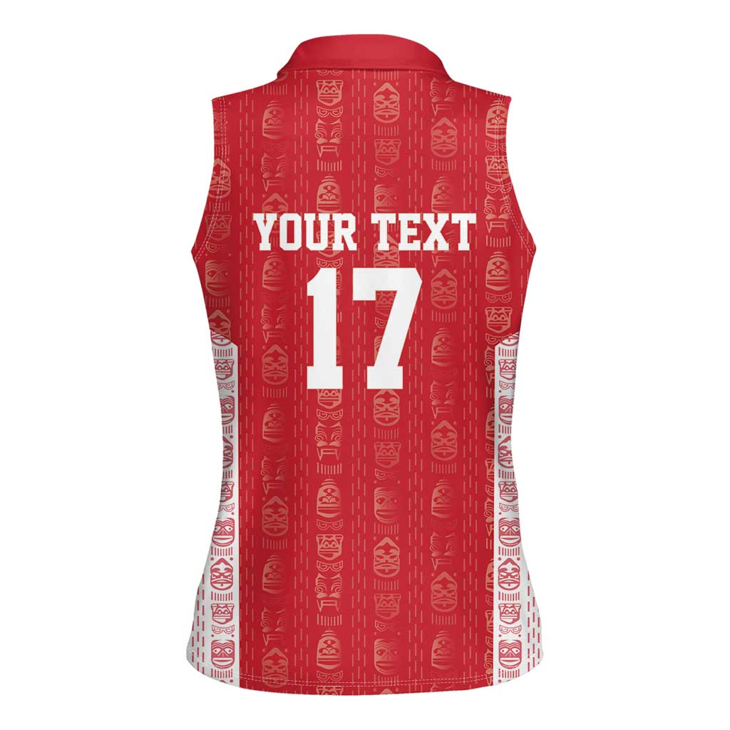 Custom Greenland Football 2024-25 Women Sleeveless Polo Shirt Tupilaq Pattern