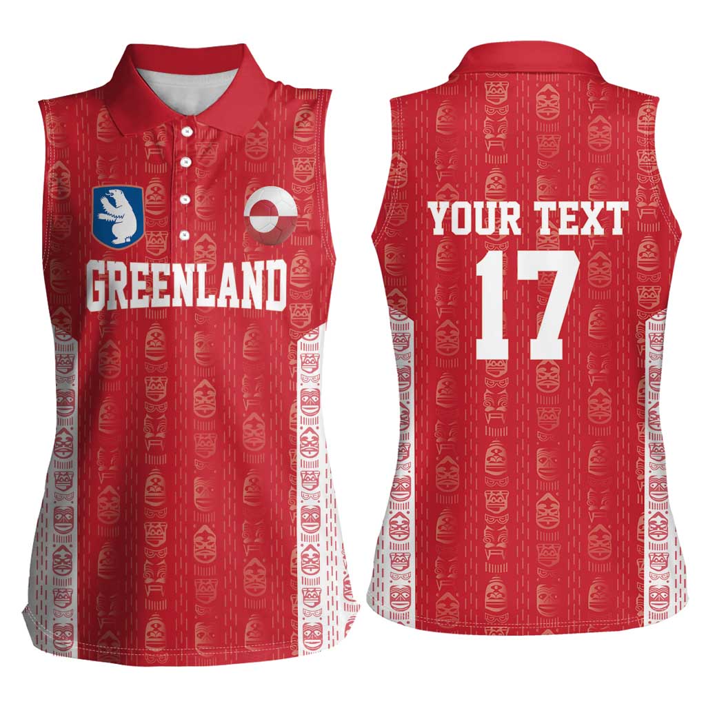 Custom Greenland Football 2024-25 Women Sleeveless Polo Shirt Tupilaq Pattern