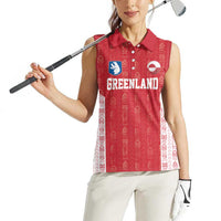 Custom Greenland Football 2024-25 Women Sleeveless Polo Shirt Tupilaq Pattern