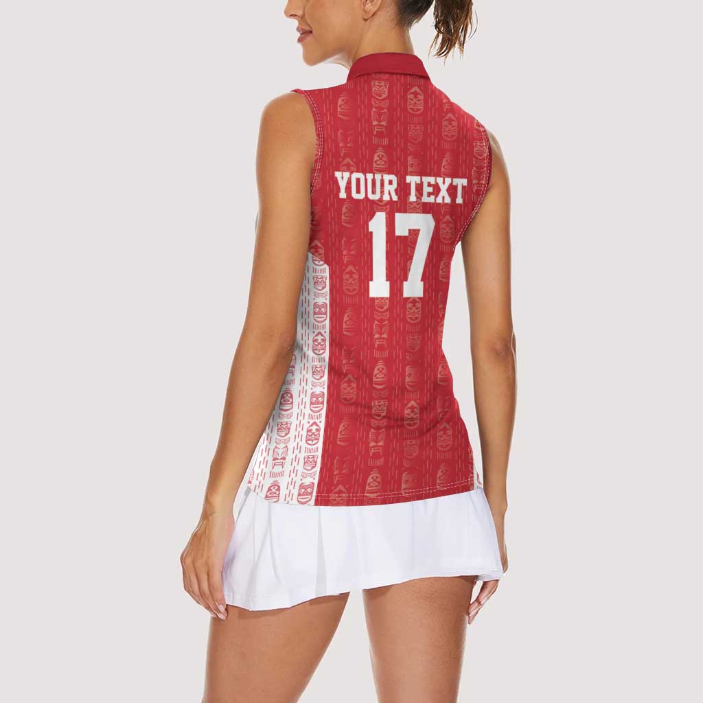 Custom Greenland Football 2024-25 Women Sleeveless Polo Shirt Tupilaq Pattern