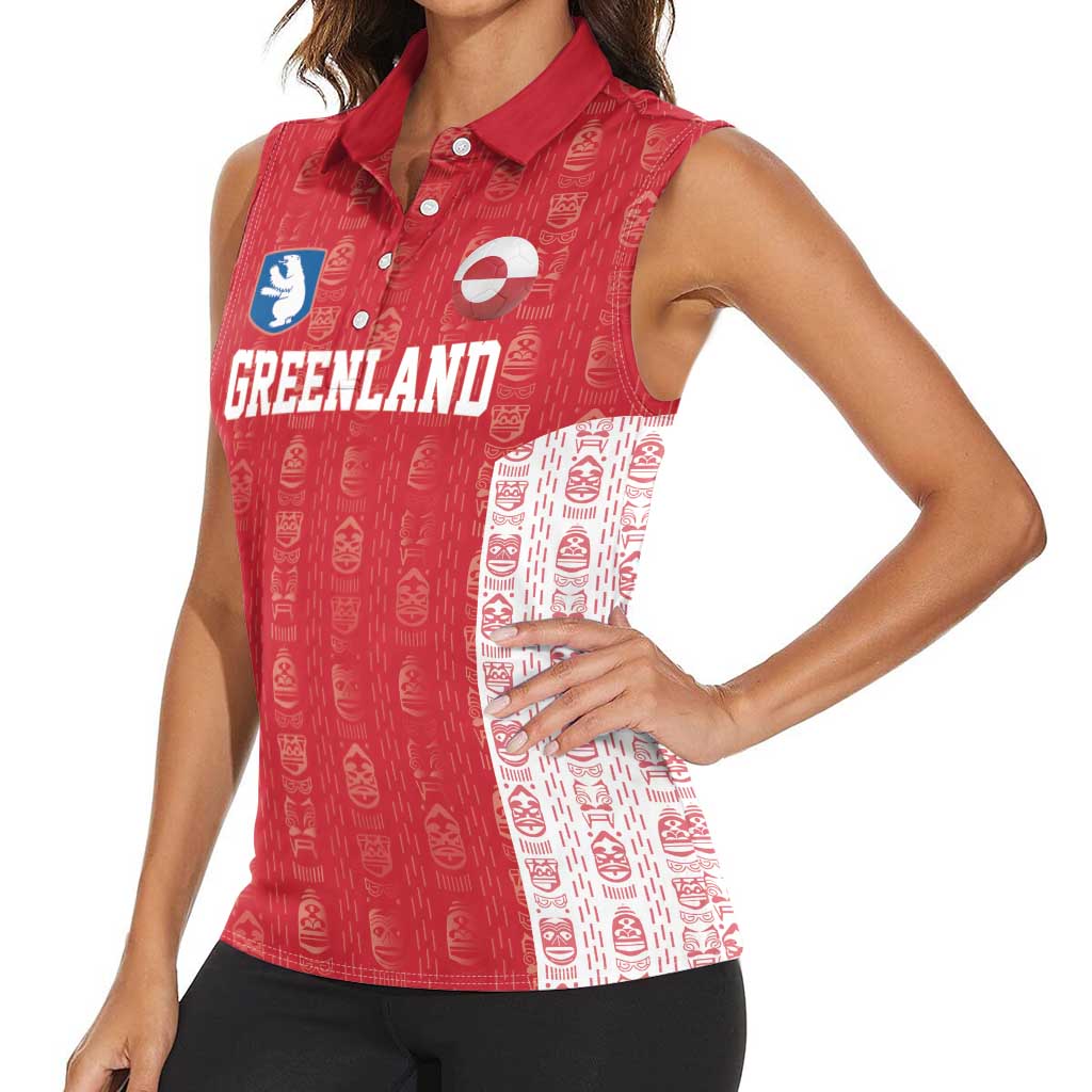 Custom Greenland Football 2024-25 Women Sleeveless Polo Shirt Tupilaq Pattern