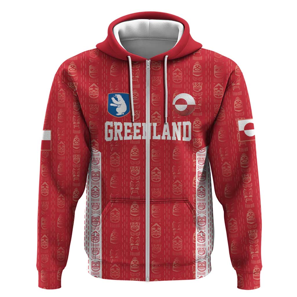 Custom Greenland Football 2024-25 Zip Hoodie Tupilaq Pattern