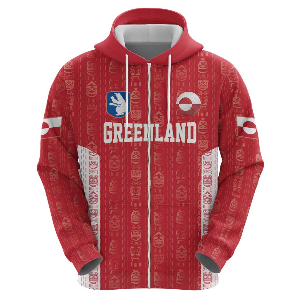 Custom Greenland Football 2024-25 Zip Hoodie Tupilaq Pattern