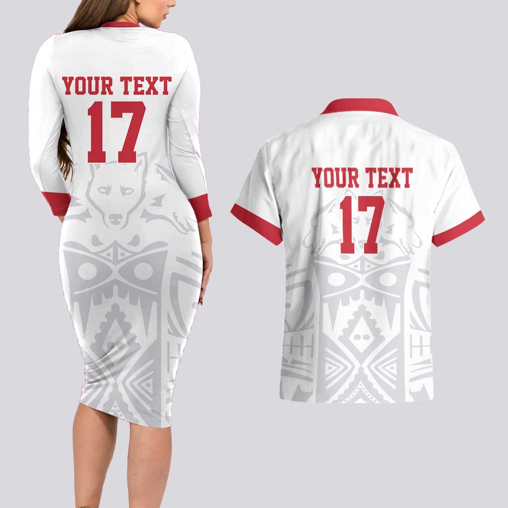 Custom Greenland Football Couples Matching Long Sleeve Bodycon Dress and Hawaiian Shirt Polar-Bamserne 2022 Version