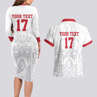 Custom Greenland Football Couples Matching Long Sleeve Bodycon Dress and Hawaiian Shirt Polar-Bamserne 2022 Version