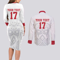 Custom Greenland Football Couples Matching Long Sleeve Bodycon Dress and Long Sleeve Button Shirt Polar-Bamserne 2022 Version