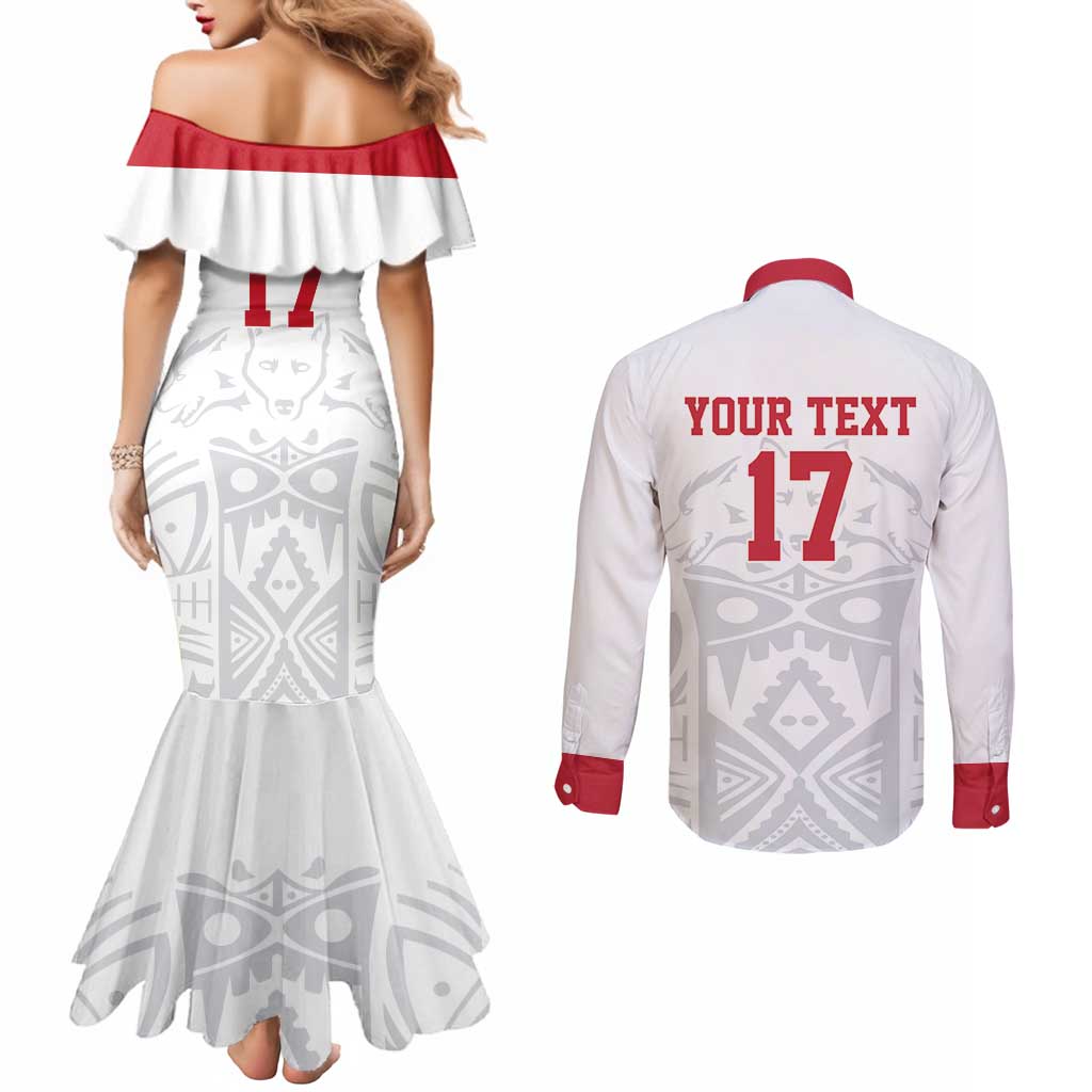 Custom Greenland Football Couples Matching Mermaid Dress and Long Sleeve Button Shirt Polar-Bamserne 2022 Version