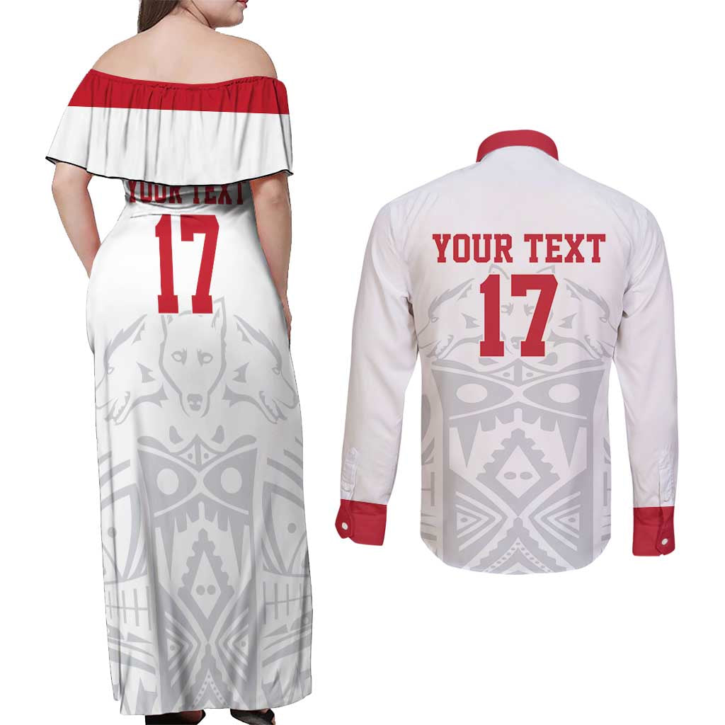 Custom Greenland Football Couples Matching Off Shoulder Maxi Dress and Long Sleeve Button Shirt Polar-Bamserne 2022 Version