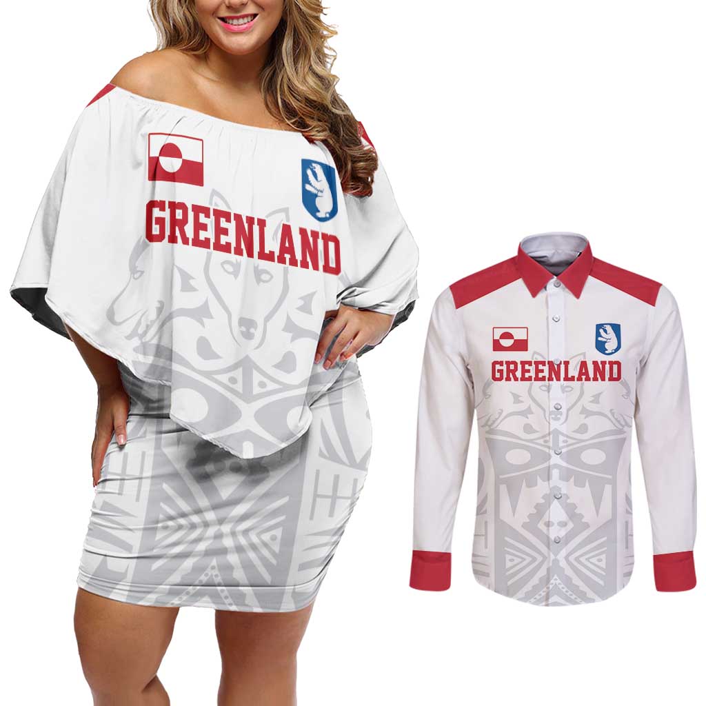 Custom Greenland Football Couples Matching Off Shoulder Short Dress and Long Sleeve Button Shirt Polar-Bamserne 2022 Version