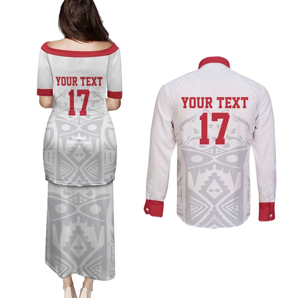 Custom Greenland Football Couples Matching Puletasi and Long Sleeve Button Shirt Polar-Bamserne 2022 Version