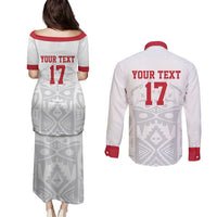 Custom Greenland Football Couples Matching Puletasi and Long Sleeve Button Shirt Polar-Bamserne 2022 Version