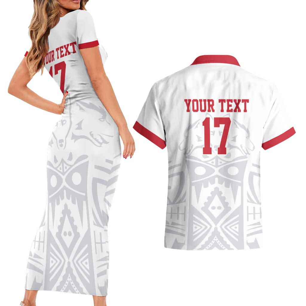 Custom Greenland Football Couples Matching Short Sleeve Bodycon Dress and Hawaiian Shirt Polar-Bamserne 2022 Version
