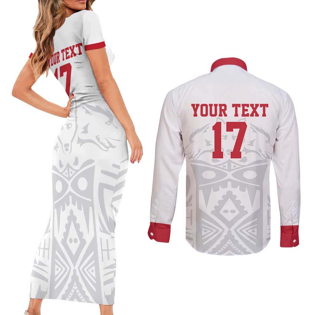 Custom Greenland Football Couples Matching Short Sleeve Bodycon Dress and Long Sleeve Button Shirt Polar-Bamserne 2022 Version