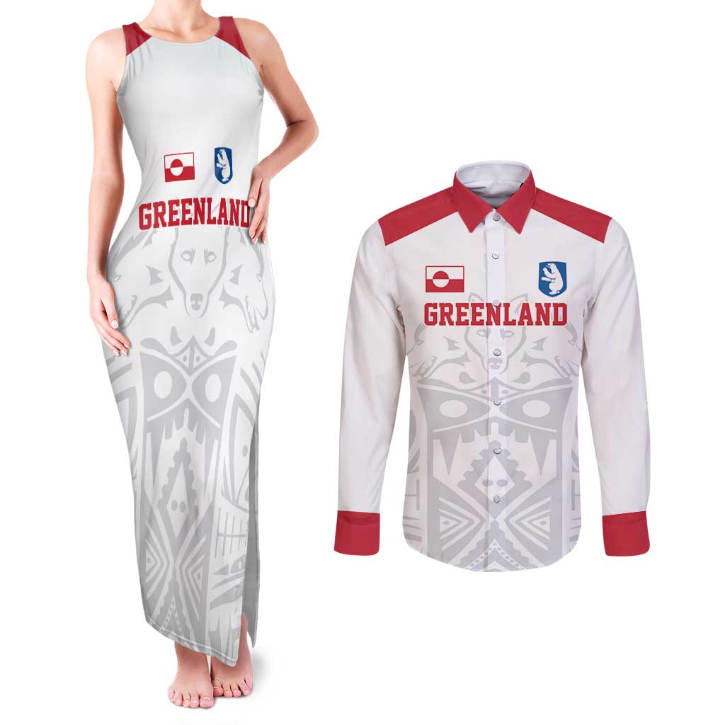 Custom Greenland Football Couples Matching Tank Maxi Dress and Long Sleeve Button Shirt Polar-Bamserne 2022 Version