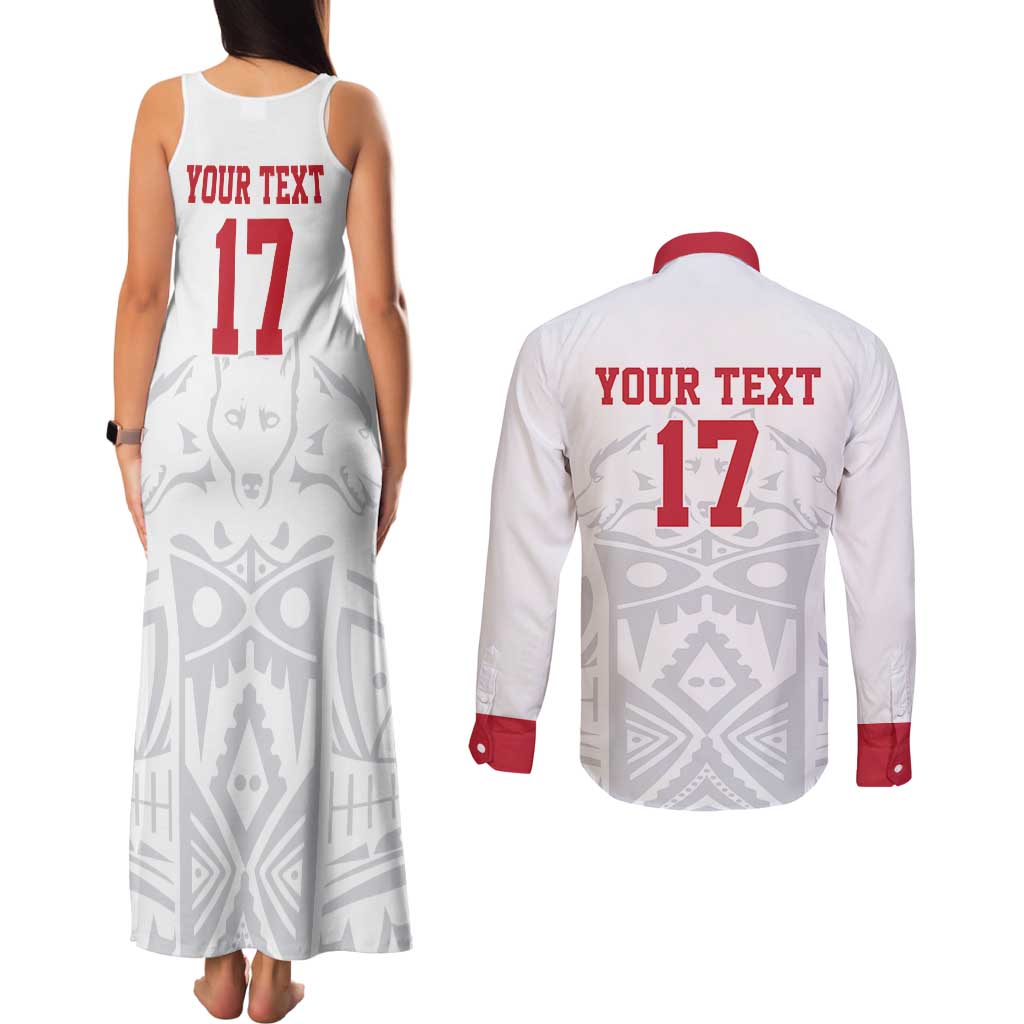 Custom Greenland Football Couples Matching Tank Maxi Dress and Long Sleeve Button Shirt Polar-Bamserne 2022 Version