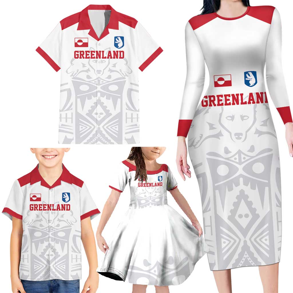 Custom Greenland Football Family Matching Long Sleeve Bodycon Dress and Hawaiian Shirt Polar-Bamserne 2022 Version