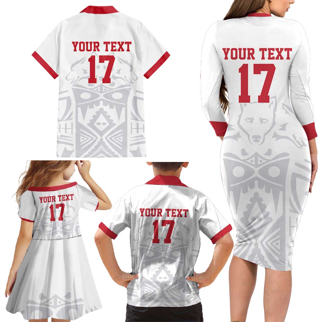 Custom Greenland Football Family Matching Long Sleeve Bodycon Dress and Hawaiian Shirt Polar-Bamserne 2022 Version