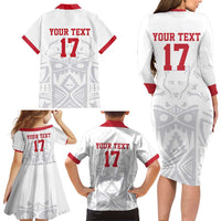 Custom Greenland Football Family Matching Long Sleeve Bodycon Dress and Hawaiian Shirt Polar-Bamserne 2022 Version