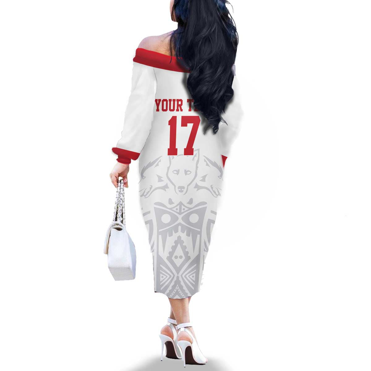 Custom Greenland Football Family Matching Off The Shoulder Long Sleeve Dress and Hawaiian Shirt Polar-Bamserne 2022 Version