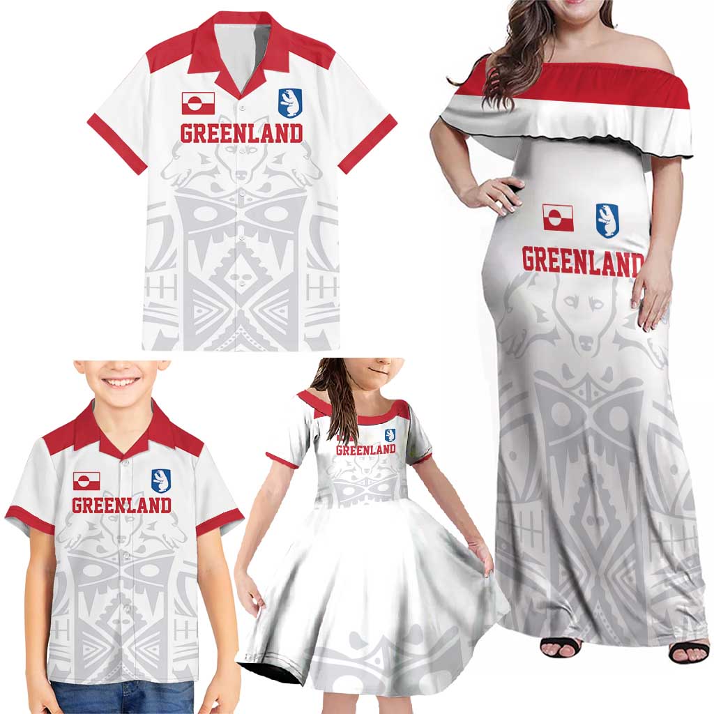 Custom Greenland Football Family Matching Off Shoulder Maxi Dress and Hawaiian Shirt Polar-Bamserne 2022 Version