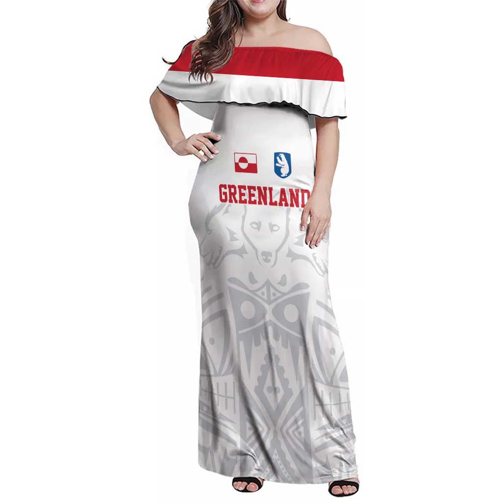 Custom Greenland Football Family Matching Off Shoulder Maxi Dress and Hawaiian Shirt Polar-Bamserne 2022 Version