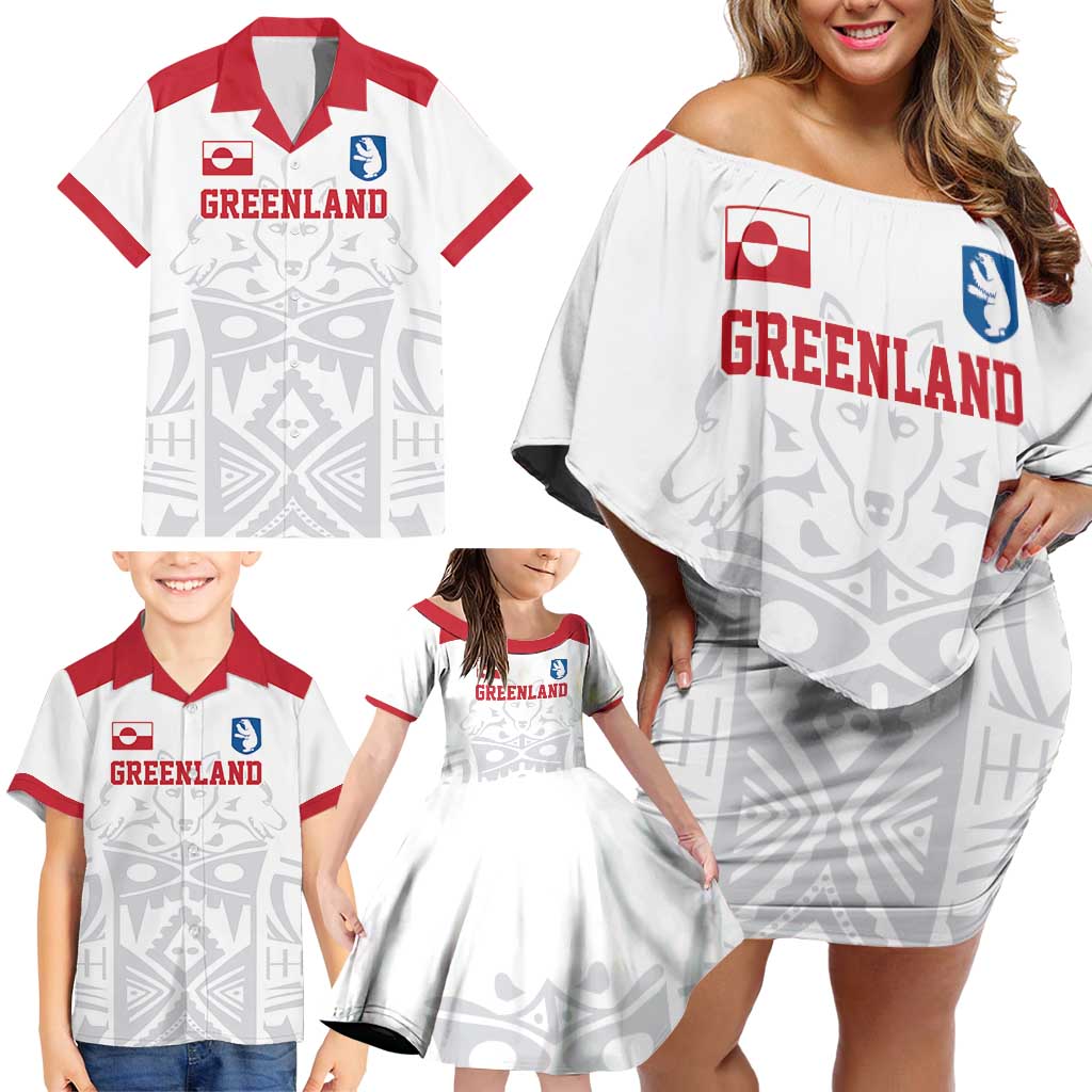 Custom Greenland Football Family Matching Off Shoulder Short Dress and Hawaiian Shirt Polar-Bamserne 2022 Version