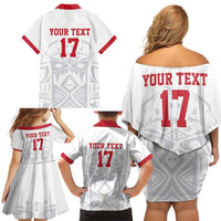 Custom Greenland Football Family Matching Off Shoulder Short Dress and Hawaiian Shirt Polar-Bamserne 2022 Version