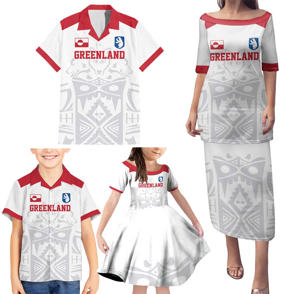 Custom Greenland Football Family Matching Puletasi and Hawaiian Shirt Polar-Bamserne 2022 Version
