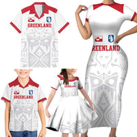 Custom Greenland Football Family Matching Short Sleeve Bodycon Dress and Hawaiian Shirt Polar-Bamserne 2022 Version