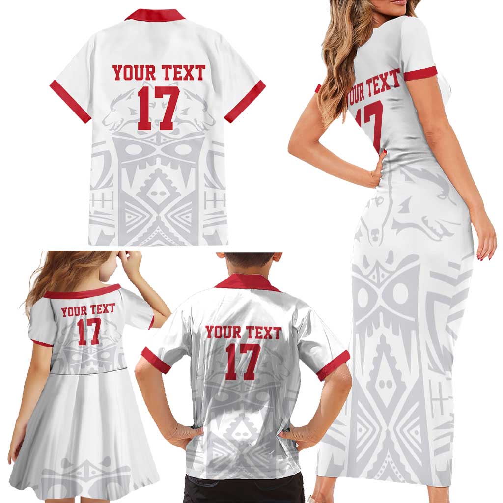 Custom Greenland Football Family Matching Short Sleeve Bodycon Dress and Hawaiian Shirt Polar-Bamserne 2022 Version