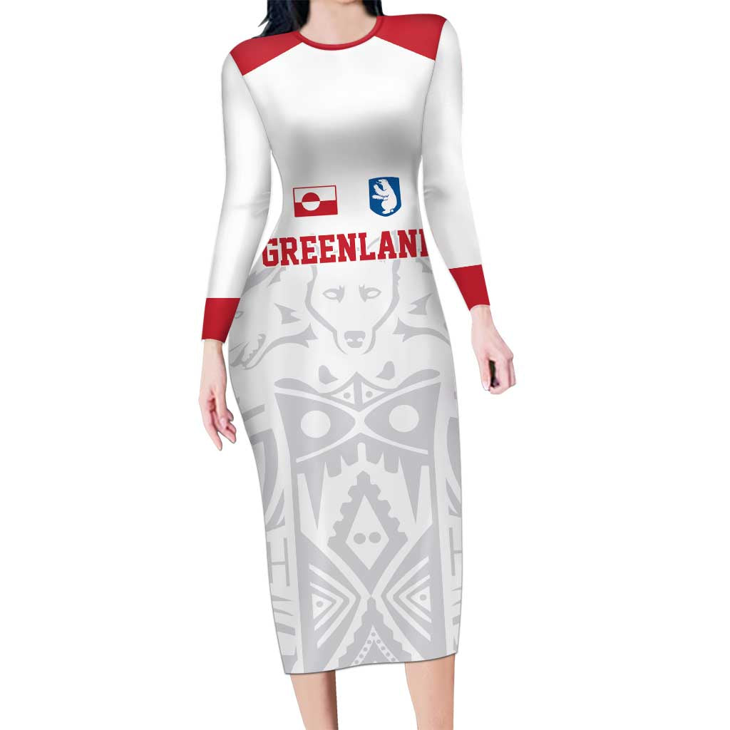 Custom Greenland Football Long Sleeve Bodycon Dress Polar-Bamserne 2022 Version