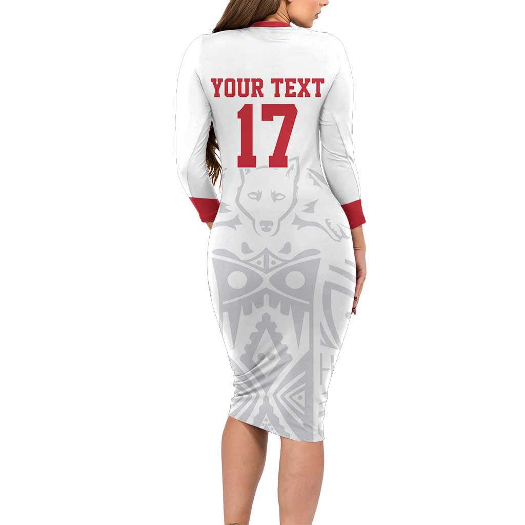 Custom Greenland Football Long Sleeve Bodycon Dress Polar-Bamserne 2022 Version